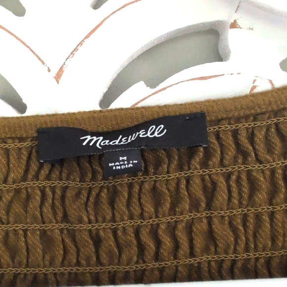 Madewell Flannel Lucie Vneck Smocked Dress In Olive Size Medium - Picture 6 of 9